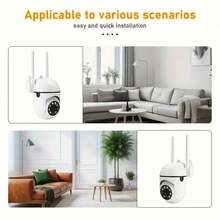 1 pieza Cámara de inteligente 1080P, Cámara de interior de visión panorámica de 360°, Cámara para mascotas con WiFi de 2.4GHz, audio bidireccional, seguimiento de movimiento, visión nocturna, cámara de vigilancia doméstica - Blanco - Ver 8