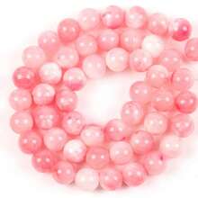 Hạt đá tự nhiên màu trắng ngọc bích hình tròn, kích thước 6/8/10/12mm, dài 15 inch, thích hợp để làm trang sức mặt dây chuyền, vòng tay, vòng cổ, móc khóa DIY. - Hồng - Xem 8