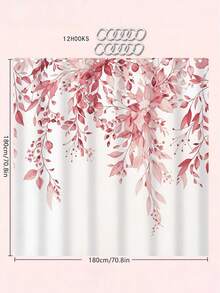 1/4pcs Set Burgundy Watercolor Eucalyptus Floral Shower Curtain Bathroom Set, Boho Natural & Tuscan Style, Waterproof & Durable, Bathroom Decor & Accessories, Includes 12 Hooks - Toilet Seat Cover, Bath Mat & Rug, Polyester Fabric - Washable - Suitable For Holiday Decor, Home/Bedroom/Residential/Western/Spring/Summer Decoration. - Plants [11] - View 9