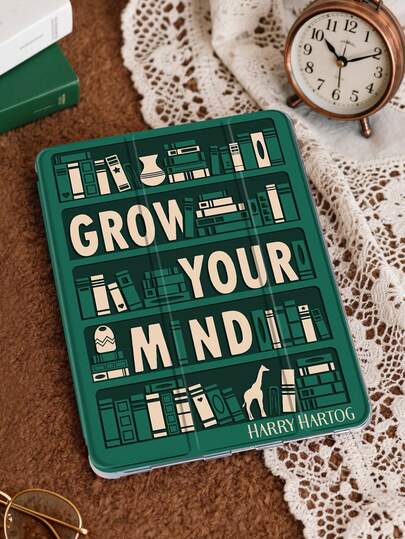 Vintage Green Text & Graphic Painted Tablet Case, Compatible With IPad Mini 4/5/6/7, Air, 9.7/10.2/10.5, Air 4/5, Pro 11", 10th Gen, Air 11" (M3) 2025, 11" 11th Gen 2025, Galaxy Tab A8 10.5" 2022. Includes Pencil Slot, Tri-Fold Stand, TPU Soft Edge Protection, Magnetic Sleep/Wake, Casual/Fun/Retro/Personalized Tablet Folio Case