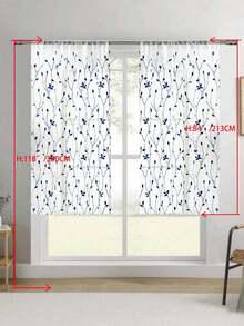 1 buah Tirai Tipis Bordir, Motif Bunga, Dengan Kantong untuk Batang Tirai, Penghalang Sinar UV, Bernapas, Kain Poliester, Tanpa Lapisan, Cocok Untuk Ruang Tamu, Kamar Tidur, Ruang Makan - Biru - View 46