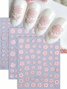 6片粉色花朵美甲贴纸，春夏玫瑰金古铜色樱花玫瑰郁金香梅花桃花美甲贴纸，DIY自粘美甲贴纸，美甲装饰贴片，美甲配件工具，美甲沙龙用品 - 彩色 - 查看 5