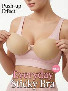 2 Pairs Of Lift-Up Adhesive Bras - Everyday Sticky Nipple Covers, Strapless Silicone Pasties, Self-Adhesive Mango-Shaped Bras, Invisible Bras - Suitable For Dresses And Wedding Gowns - Multicolor - View 1