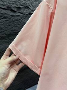 1pc Men's Fashionable Printed Loose Fit Short Sleeve T-Shirt | Exquisite Design | Summer Essential | Easy To Match, Showcasing Your Style - Pink - View 5