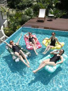 1个充气水上吊床躺椅，18孔成人夏季游泳池和沙滩漂浮筏，派对用品，完美夏季礼物，成人度假娱乐放松漂浮躺椅，多功能水上吊床 - 彩色 - 查看 3