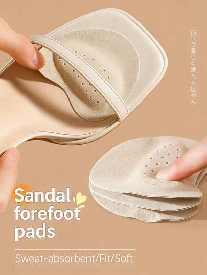 1-5 Pairs Leather Forefoot Pads For High Heels, Soft, Sweat-Absorbing, Non-Slip, Suitable For Summer Sandals, Invisible Self-Adhesive Forefoot Pads For Women's High Heels, Women's Flats And Men's Sneakers