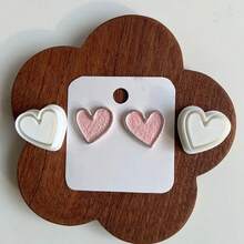 Set de 2 moldes cortadores de arcilla polimérica con forma de corazón, herramienta para hacer manualidades de joyería y colgantes DIY - Blanco - Ver 3