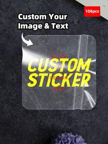 1~108 piezas Pegatinas cuadradas personalizadas - Se puede imprimir cualquier diseño, imagen, logotipo, texto, material de PVC resistente al agua, regalos, etiquetas personalizadas de agradecimiento, regalo único ideal para amigos, hijos, hijas, Navidad, Día de la Independencia, Acción de Gracias, Pascua, Pegatinas de calendario festivo, para la familia - transparente - Ver 13
