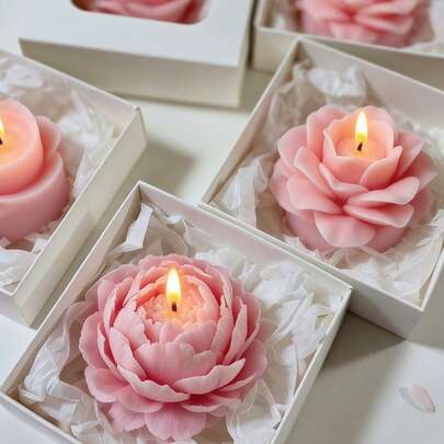 1 Nến thơm làm thủ công từ sáp đậu nành, hương hoa hồng và mẫu đơn | Nến thơm dùng để trang trí nhà cửa, làm quà tặng cho phụ nữ, quà tặng đám cưới và tiệc tùng ngày lễ.