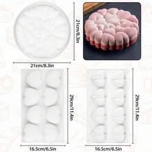 Juego de moldes de chocolate con forma de corazón para la temporada de bodas, incluye molde de caramelo cilíndrico, molde con forma de corazón, molde de bomba de chocolate, bandeja de molde de pastel mousse en forma de diamante - Multicolor - Ver 2