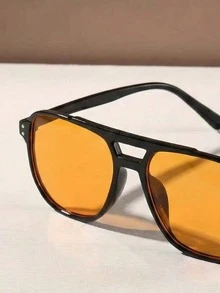 1 Cặp kính râm kiểu phi công cổ điển màu vàng, unisex, thời trang cho kỳ nghỉ, du lịch, bãi biển, mặc hàng ngày, văn phòng, học tập, chụp ảnh, phối đồ, lễ hội, leo núi, lễ hội âm nhạc. - gừng - Xem 3