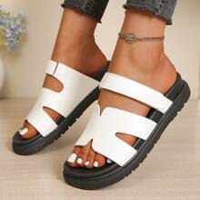 Ladies' Summer And Autumn Thick Soled Sandals, Fashionable, Atmospheric, Adjustable, Suitable For Leisure Vacation, Beach, Outdoor Walking, And Home Stay - 白色 - 查看 2