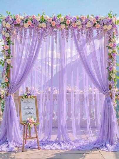 Purple Semi-Transparent Chiffon Fabric, Wedding Photography Backdrop, Engagement Ceremony, Stage Decor, Wedding Party, Baby Shower, Anniversary, Birthday Party, Wedding Supplies, Forest Theme Wedding Backdrop, Party Ceiling Decor, Outdoor Wedding Table Runner, Theme Party Supplies