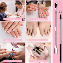 3pcs Stainless Steel Cuticle Pusher Set, Manicure Dead Skin Removal Tool Kit, Cuticle Nipper & Nail File Cleaning Set, Portable Home Pedicure Tool Kit - Silver - View 5