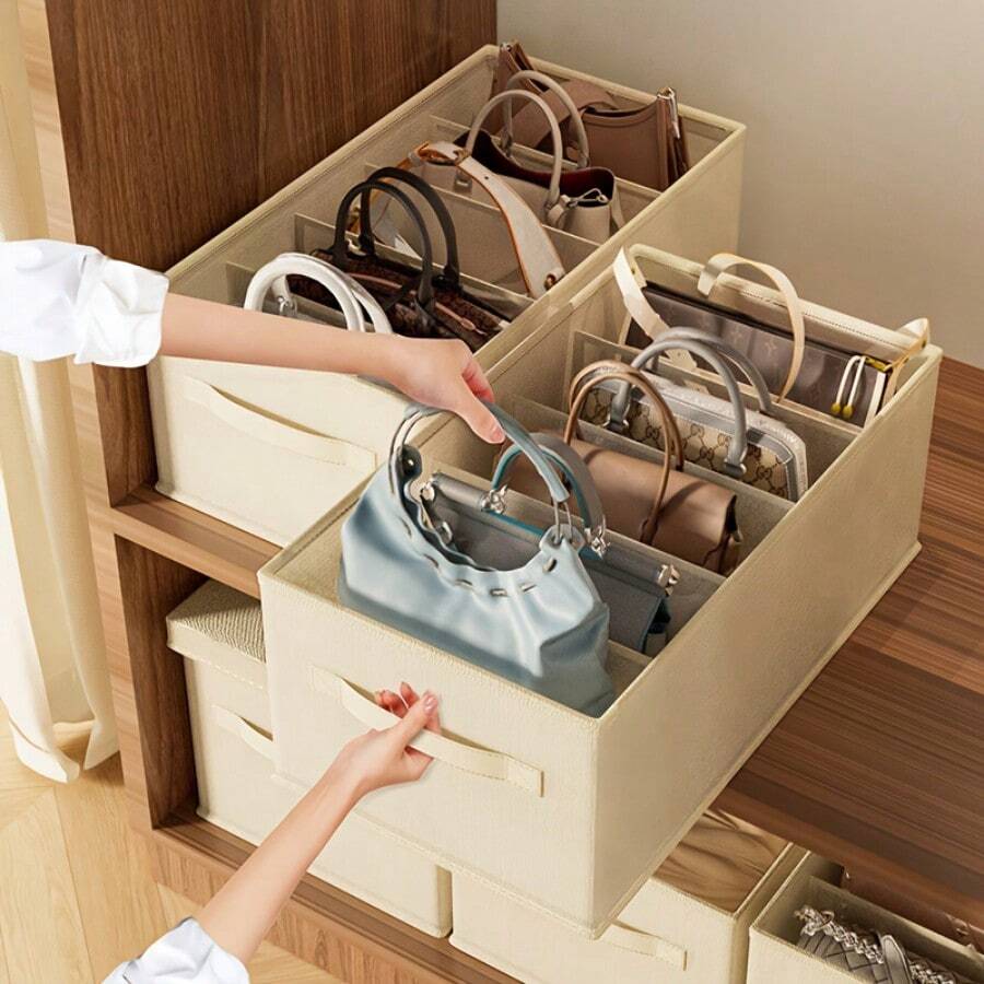 1 pieza Organizador de almacenamiento multifuncional de 5 rejillas, caja de almacenamiento para bolsas/ropa/pantalones, caja de almacenamiento a prueba de polvo y ahorradora de espacio para mochila, armario, divisor de armario