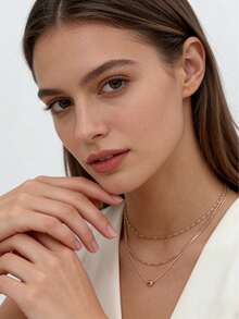 1 chiếc dây chuyền nhiều lớp mạ vàng hồng dành cho nữ, mặt dây chuyền hình trái tim, thích hợp để đeo hàng ngày, dự tiệc và đi nghỉ mát. - Hoa hồng vàng - Xem 6