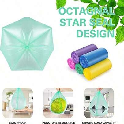 5 Rolls (75pcs) Leak-Proof Black Disposable Trash Bags, Versatile Use For Bathroom, Living Room, Bedroom And Outdoor, Durable Plastic Material