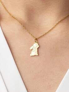 1pc Personalized Minimalist Rabbit Pendant With Custom Name, Cute Easter Gift, Reversible Wear, Fashionable, Minimalist, Casual, Retro, Y2K Style, Customizable, Unique, Ideal Gift For Boyfriend, Girlfriend, Mom, Family, Friends, Daughter, Son, Grandparents - Multicolor - View 9