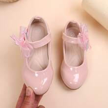 1 Par de Sapatos de Princesa Novos em Revestido Brilhante para Meninas, Tecido de Malha com Decoração de Borboleta de Strass, Leves e Antiderrapantes, Adequados para Apresentações e Uso Diário - Rosa - Ver 3