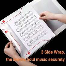 1个A4尺寸乐谱文件夹，10张/20页，可书写螺旋装订/可修改钢琴乐谱夹 - 乐谱文件整理器 - 高品质PP材质带背胶，适用于合唱团、乐队、音乐家、表演者 - 彩色 - 查看 10