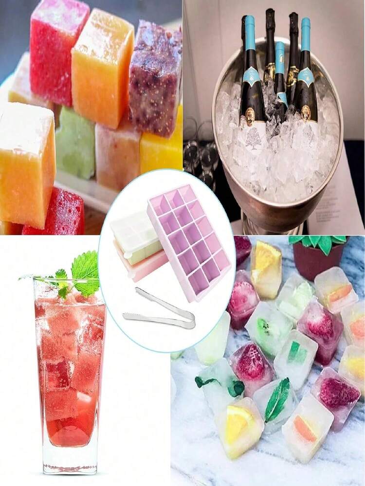 1 Blue Silicone Ice Cube Tray With Lid - Flexible 24-Cell Mold, Quick Freezing, Easy Demolding, Stackable Design, Reusable, Essential For The Kitchen, Suitable For Summer Drinks, Cocktails, Cold Brew Coffee, Smoothies, Home Bar, Barbecue, Pool Party, Family Gathering, Office, Entertaining Guests. It Is An Ideal Gift For Home Chefs, Mixologists And Hosts. - Multicolor - View 11