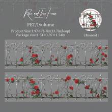 50mm*2m PET 花藤围栏景观胶带贴纸剪贴簿手账粘性手工DIY垃圾日记工艺品材料 - 多色 - 查看 17