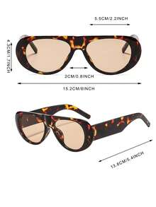 1 Pair Women's PC Large Frame Fashion Glasses, Suitable For Outdoor Travel, Parties, Cycling, Daily Use, Essential For Holidays And Trips, Suitable For All Seasons - Leopard Light Tea Tablets - View 4