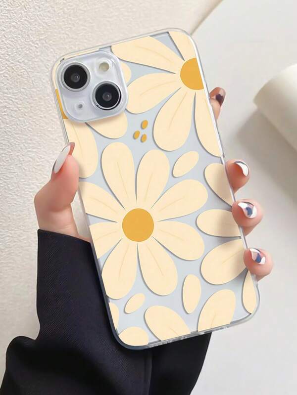 1 件装简约个性化雏菊拼接图案全包覆式 TPU 手机壳，兼容 16/16Pro/16Plus/16ProMax、11/11Pro/11ProMax、12/12Pro/12ProMax、13/13Pro/13ProMax、14/14Plus/14Pro/14ProMax、15/15Pro/15Plus/15ProMax