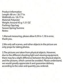 1pc Seashore Resort Starfish & Mermaid Print Silk-Like Square Scarf, 68cm, Suitable For Beach, Street, Daily, Vacation, Business, Fashion Handbag Decoration Strap - Màu xanh lam - Xem 2