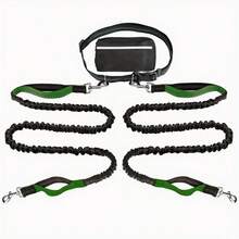 Hands-Free Dog Leash With Reflective Waist Pouch, Retractable Elastic Pet Leash For Running, Walking, Jogging - Multicolor - View 15