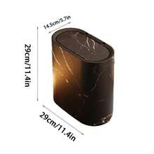 Papelera con patrón de mármol y veta de madera, papelera, papelera de baño, papelera de inodoro, papelera de plástico con asas incorporadas, fácil de limpiar, resistente a la oxidación, diseño ahorra espacio, ideal para espacios pequeños en el baño, lavandería y oficina en casa - Multicolor - Ver 4