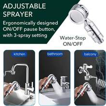 1pc Modern 3-Speed Adjustable Faucet Sprayer Attachment | Wall-Mounted Faucet Extension With Shower Head, Suitable For Sink, Bathroom, Kitchen Faucet Or Laundry Tub, Plastic Material - A - View 4