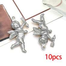 5/10个不锈钢心形水果星星吊坠金色镂空天使草莓吊坠可爱金属吊坠，适用于珠宝制作DIY工艺品手链耳环项链 - 彩色 - 查看 22