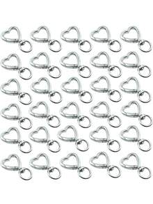 10/20/30pcs Heart-Shaped Keychain Hooks, Metal Heart Rotating Spring Clip Keychain Rings, Suitable For DIY Creative Keychains, Cute Keychain Clips For Wristlet, Card Holders And Photo Keychains - Love Buckle - View 1