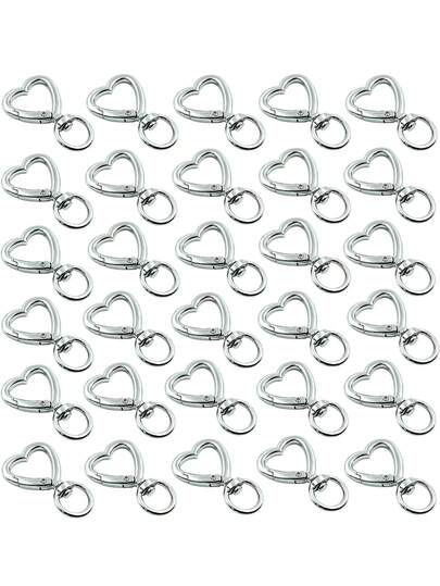10/20/30pcs Heart-Shaped Keychain Hooks, Metal Heart Rotating Spring Clip Keychain Rings, Suitable For DIY Creative Keychains, Cute Keychain Clips For Wristlet, Card Holders And Photo Keychains