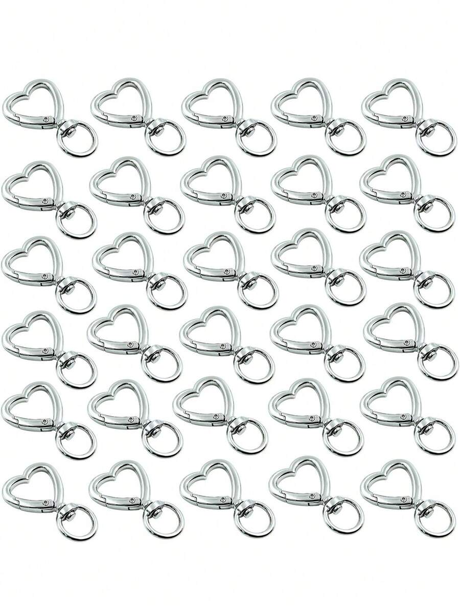 10/20/30pcs Heart-Shaped Keychain Hooks, Metal Heart Rotating Spring Clip Keychain Rings, Suitable For DIY Creative Keychains, Cute Keychain Clips For Wristlet, Card Holders And Photo Keychains - Love Buckle - View 1