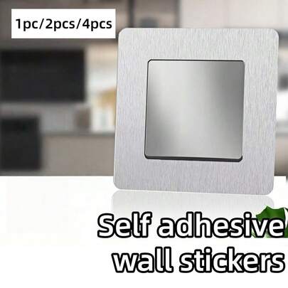 1个/2个/4个预涂胶方形开关墙贴，亚克力灯开关保护贴，带小贴纸，适合现代家居装饰