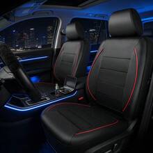 9pcs/4pcs Set Universal Leather Car Seat Covers With Airbag Compatibility, Zipper Design And Openings, Suitable For SUV And Truck - Style a - View 6