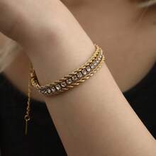 新款不锈钢星空吊坠可调节链手链，百搭小众设计 - 金色 - 查看 14