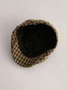 复古格子星形贴片棒球帽，女士春夏艺术百搭小号贝雷帽，画家帽 - 彩色 - 查看 6