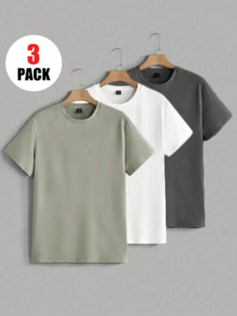 3件套男童休闲印花圆领短袖T恤，夏季学生青少年服装 - 多种颜色可选。穿上我们舒适时尚的儿童T恤，探索世界！