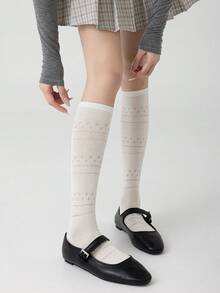 1双女士过膝袜，轻薄学院风修身显瘦袜，适合春夏穿着，可搭配裙子，百搭实用 - 彩色 - 查看 8