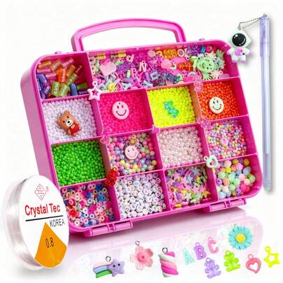 Kit Miçanga Para Montar Pulseira Infantil 4000 Peças + Fio