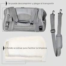 Transportadora para Perro y Gato Bolsa de Mascotas Portátil Transpirable Mochila para Gato con Correa de Hombro Ajustable Cojín de Felpa Malla de Doble Cara Carga MAX 8kg/18LB Gris Pet Bag - Gris - Ver 4