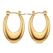 1 par de pendientes de aro gruesos y en forma de U, hipoalergénicos adecuados para oídos sensibles, en tono dorado para mujeres - Dorado - Ver 9