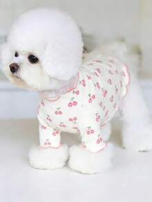 1pc Pet Dog/Cat Clothes, Bow Print Pink Bow Decor Sweater, Breathable Comfortable Anti-Shedding Casual Outfit For Teddy, Poodle, Chihuahua, Spring & Autumn - Multicolor - View 19