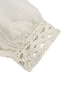 ii Off Shoulder Lace Patchwork Tie-Waist Cropped Long Sleeve Top Spring - Apricot - View 6