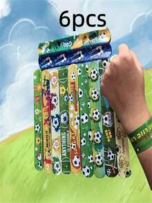 48 piezas Brazaletes con tema de fútbol, brazaletes de golpe de fútbol, recuerdos de fiesta con patrón de fútbol colorido, brazaletes creativos adecuados para regalos de fiesta, cumpleaños, aniversarios, celebraciones con tema deportivo, festivales, de colores duraderos y brillantes - Multicolor - Ver 17