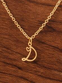 1件装26字母设计心形吊坠项链，母亲节礼物，送朋友的礼物 - 款式1 - 查看 8