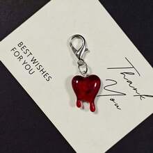 1pc Unisex European And American Creative Melting Dripping Heart Keychain, Couple Gift, Bag Charm - Multicolor - View 2
